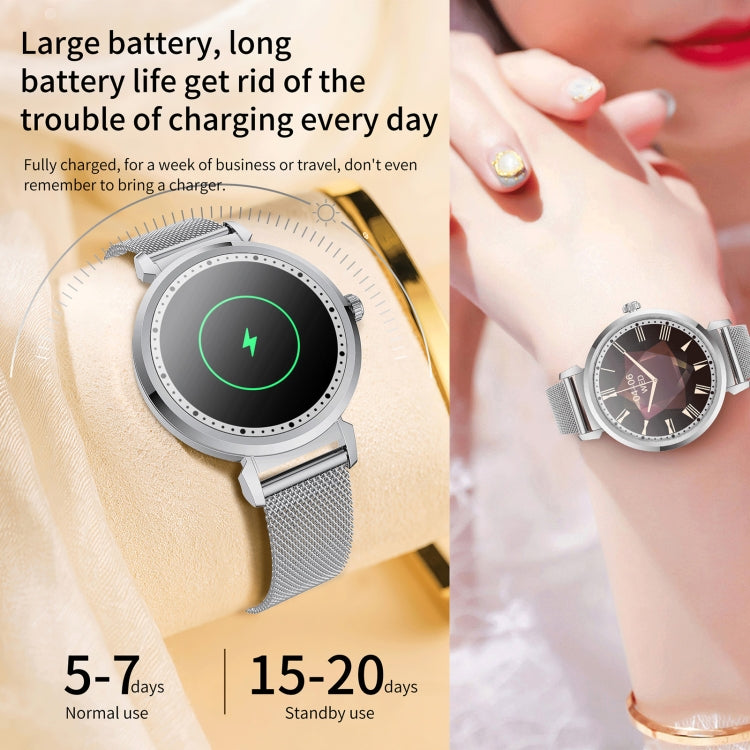 KC06 Women Menstrual Period Smart Watch Bracelet, Blood Pressure / Heart Rate Monitoring, Steel Strap